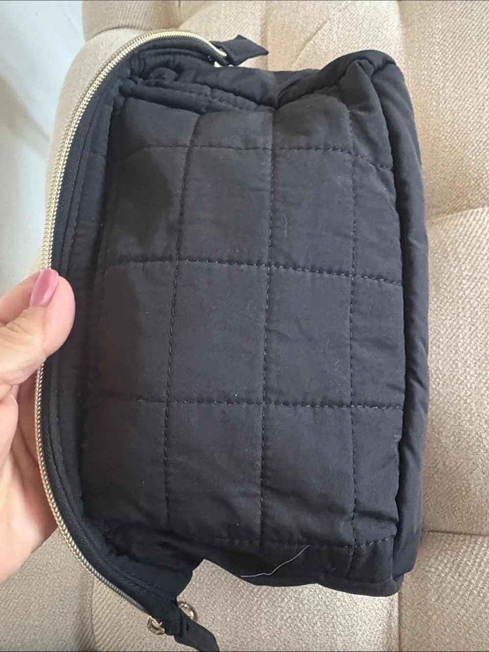 BAGSMART Large Black Quilted Cosmetic Pouch